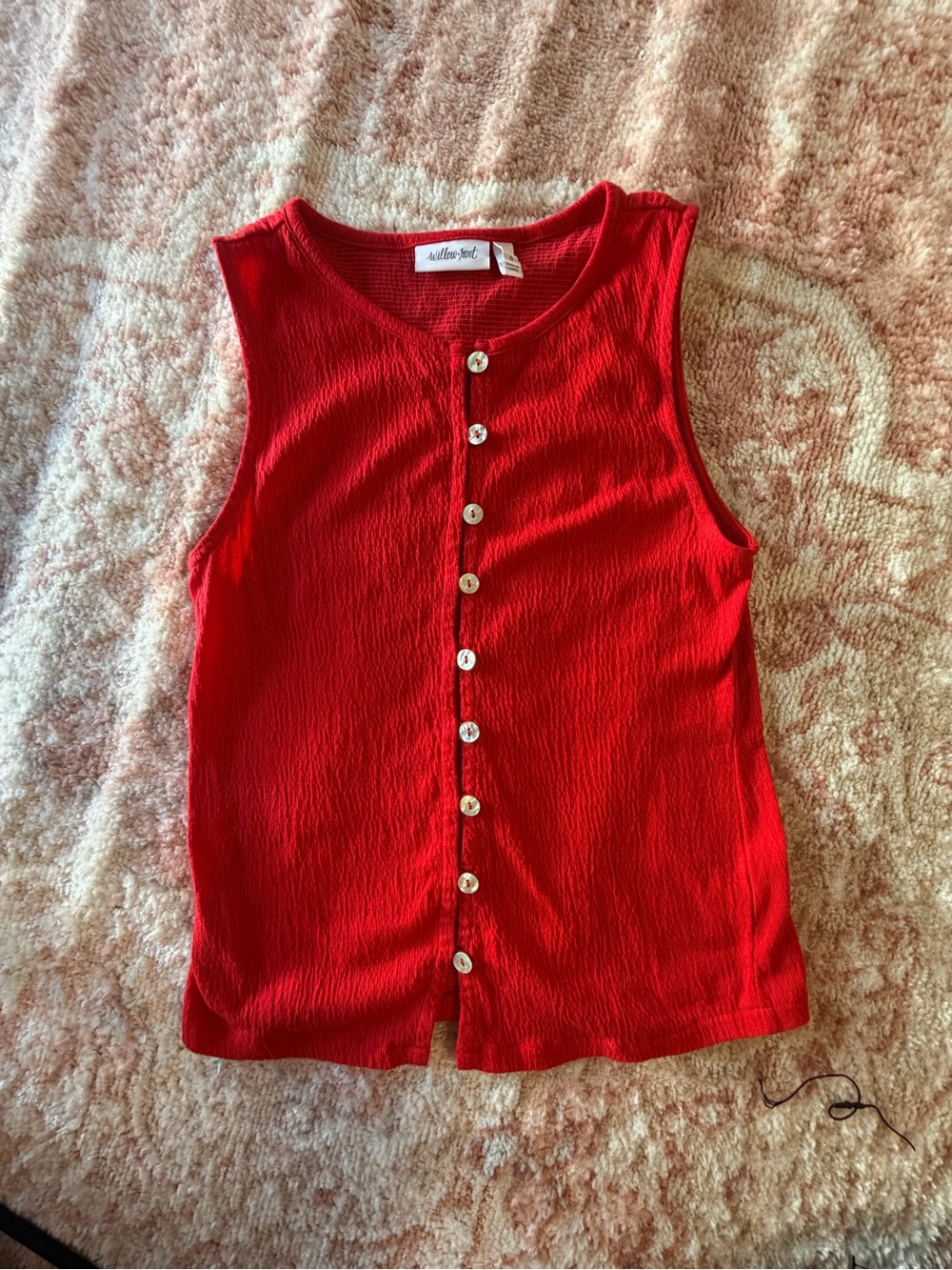 Willow Red Sleeveless Button-Front Tank Top